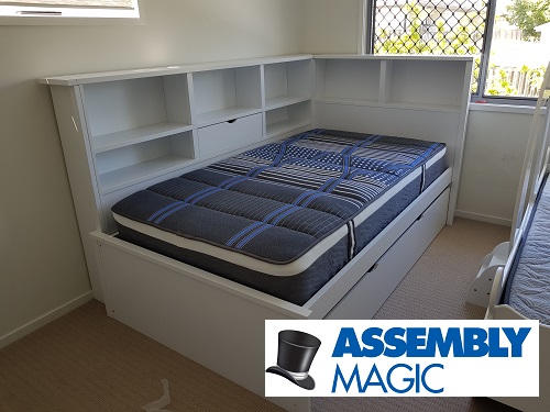 Bed with shelving assembled by Robert - Assembly Magic