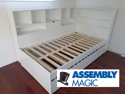 Bed with storage assembled by Assembly Magic