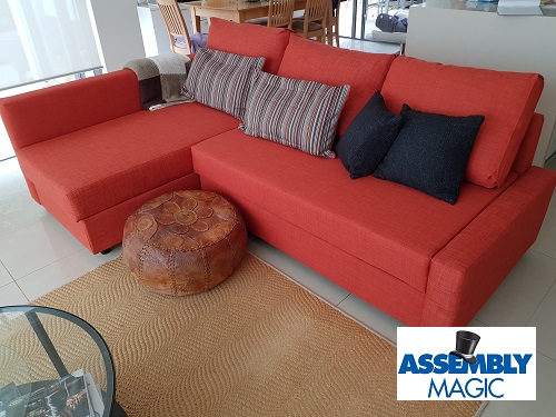Lounge suite assembled by Assembly Magic. Assembly Magic logo in bottom right corner
