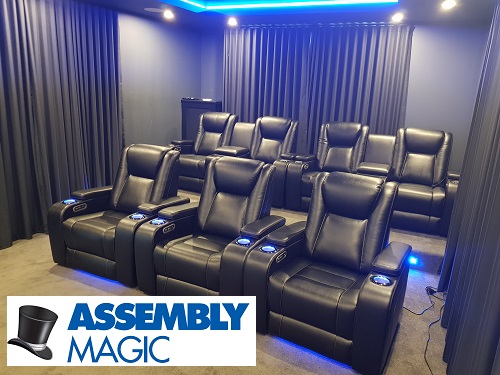 A luxury home cinema setting assembled by Assembly Magic