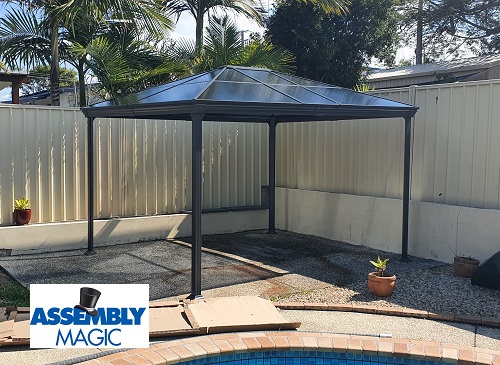 Large Gazebo with Assembly Magic logo in bottom left corner