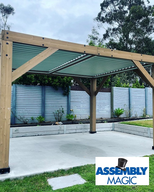 Large Gazebo assembled by Assembly Magic. Assembly Magic logo in bottom right corner