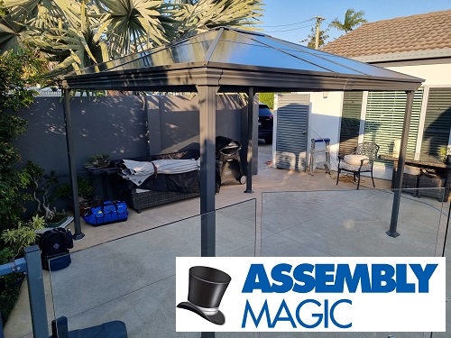 Gazebo assembled by Assembly Magic. Logo in bottom right corner.