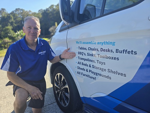 Technician showing off his services