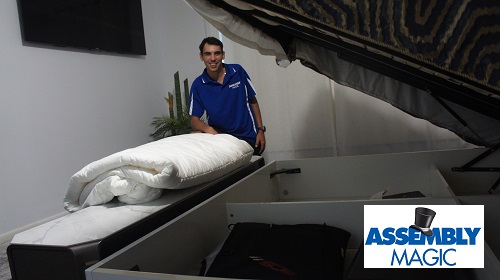 Technician - Shaun, with a lift bed he installed