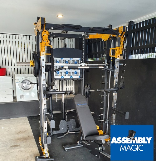 Large piece of sporting equipment with Assembly Magic logo in bottom left corner