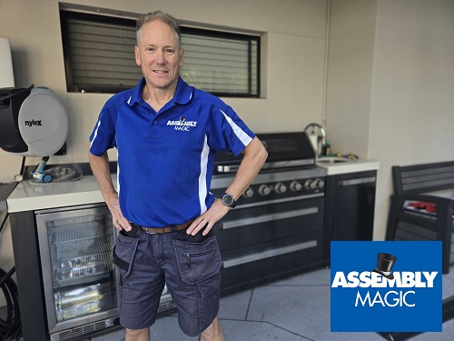 Technician with a complete BBQ kitchen