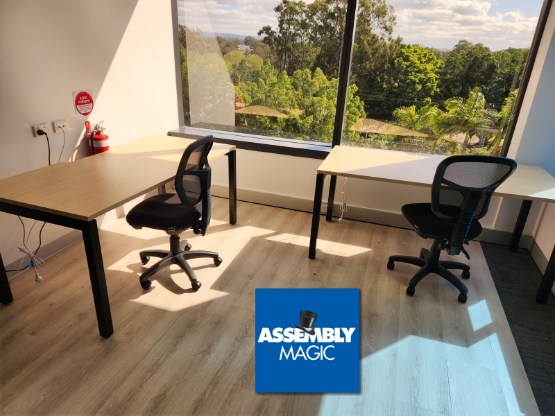 Two desks and two Chairs & Assembly Magic Logo