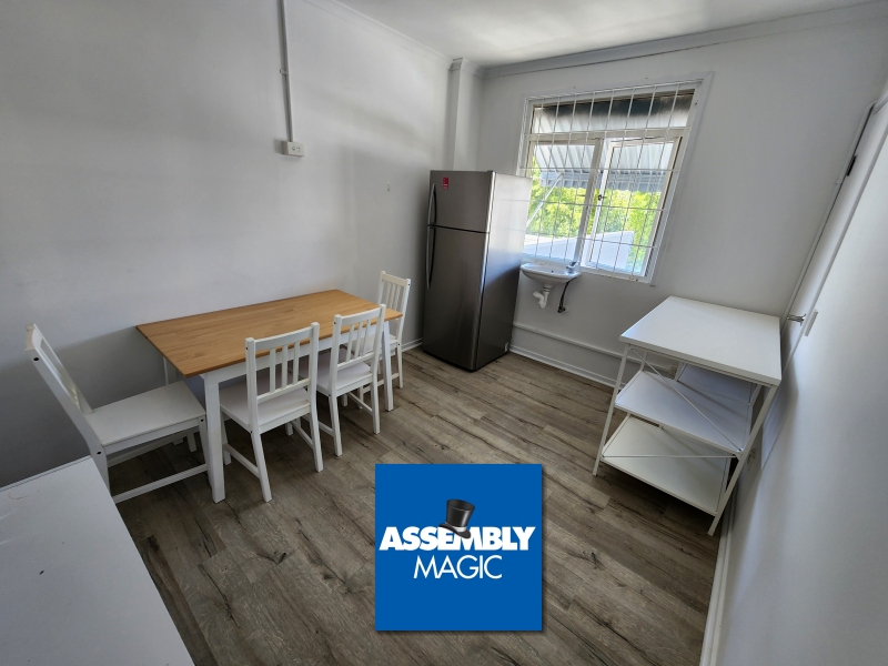 Ding Table, Chairs and kitchen bench with Assembly Magic Logo
