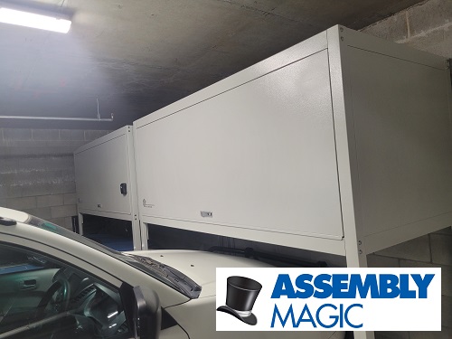 An over bonnet storage unit installed in a Victoria Point apartment complex