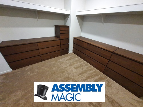 Wardrobes assembled by Assembly Magic. Logo bottom middle